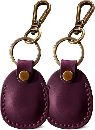 Miniatura 8 de Llavero de Airtag de cuero genuino, llavero portátil de Air tag con anillos para llaves, funda de cobertura oculta completa compatible con Airtag