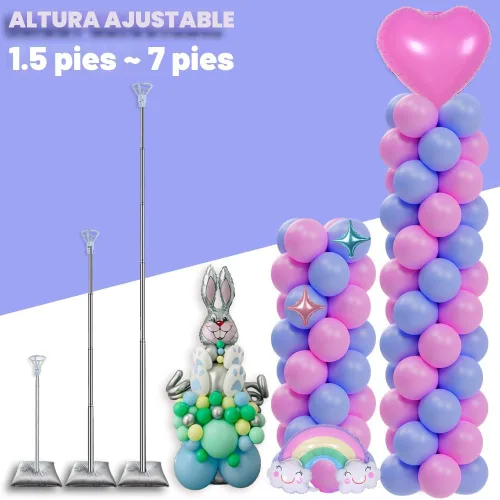 Miniatura 3 de DECOJOY Juego de 2 soportes de columna para globos, soportes ajustables de arco de globos de 7 pies con bases para piso, kit de montaje de pilar