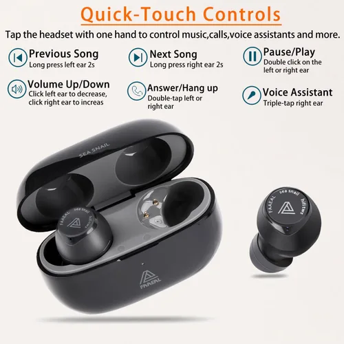 Miniatura 5 de FAAEAL Auriculares inalámbricos Bluetooth 5.3 con estuche de carga inalámbrica, auriculares estéreo impermeables en el oído, micrófono integrado