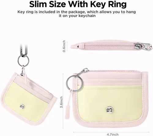 Miniatura 4 de Babysun Mini tarjetero Rfid delgado con bolsillo con cremallera para cambio/3 ranuras para tarjetas/llavero, cartera pequeña delgada para tarjetas