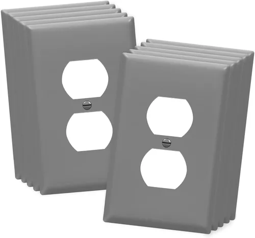 Miniatura 12 de ENERLITES Placa de pared de salida de receptáculo dúplex de tamaño mediano, placas de cubiertas de toma de corriente, tamaño medio de 1 banda, 4.88