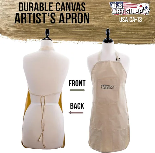 Miniatura 2 de U.S. Art Supply Delantal de artista ajustable de lona grande - Tamaño: 27" x 21