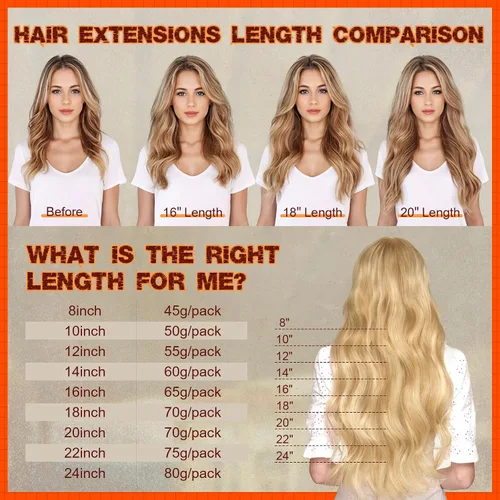Miniatura 6 de Benehair Extensiones de cabello humano real con clip, extensiones de cabello humano rubio con clip para mujer, largo lacio, natural Remy, cabeza