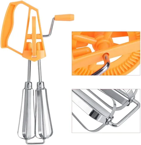 Miniatura 5 de Batidor manual de huevos, batidor de mano giratorio de acero inoxidable, batidor de huevo giratorio de mano, herramienta de cocina, accesorio
