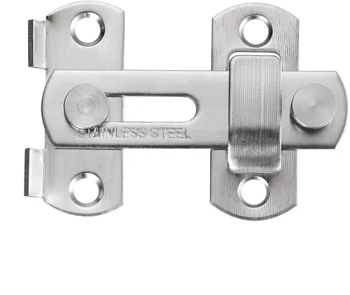 Miniatura 5 de INIRET Paquete de 2 pestillos para puerta de granero, 2.75 x 2.02 pulgadas, níquel cepillado, acero inoxidable, cerraduras de puerta abatibles