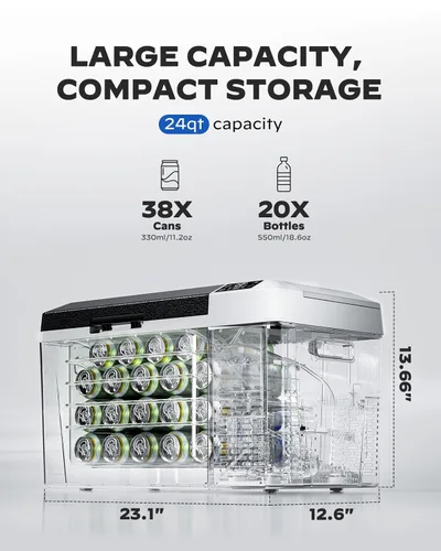 Miniatura 6 de Marsail Refrigerador de 12 voltios para automóvil, enfriador eléctrico de 24 cuartos, refrigerador portátil para auto con opción de alimentación por