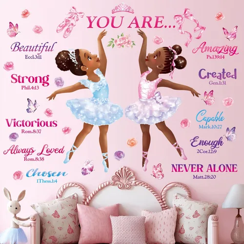 Miniatura 3 de DECOWALL SG2-2319 Chica Negra Bailarina Mágica Pegatinas de Pared Calcomanías Afro Arte Mujeres Inspirador Dormitorio Guardería Regalo Hermosa Sala