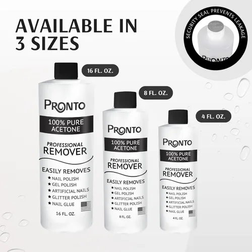 Miniatura 9 de Pronto - Acetona 100 % pura, removedor de esmalte de uñas rápido y profesional, para uñas naturales, gel, acrílicas, esculpidas (8 onzas líquidas)