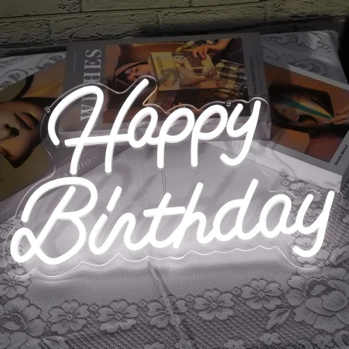Letrero de neón de feliz cumpleaños, luces decorativas para pared, bodas, bares, cafeterías, Navidad, decoración de fiesta en el hogar, regalo para
