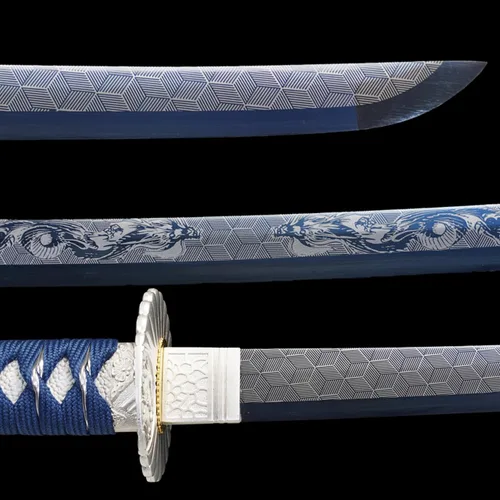 Miniatura 2 de Espada Katana Wuaiyebet forjada a mano tradicional de acero de alto carbono 1045/1060, espada samurai japonesa, templada al calor, de hoja completa