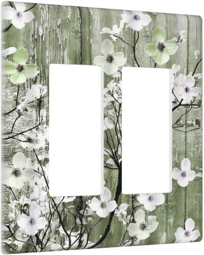Miniatura 108 de Cubierta de interruptor de luz de 3 cuadrillas con diseño de flores azules púrpuras, cubierta de placa de pared de triple palanca, arbustos florales