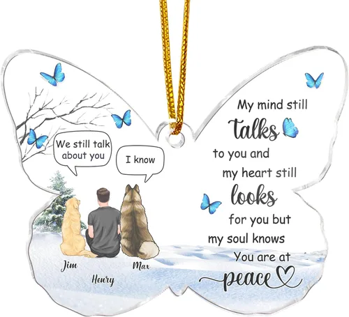 Miniatura 17 de Gossby Adorno conmemorativo de perro en forma de mariposa de acrílico personalizado – Regalo personalizado de condolencias de perro con diseño