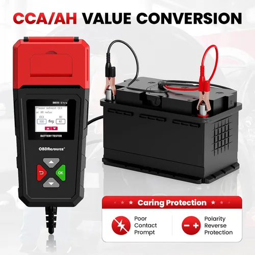 Miniatura 5 de OBDResource BM550 Ultra - Probador de batería de coche con impresora 100-2000 CCA capacidad de carga para baterías de 6 V, 12 V y 24 V, analizador