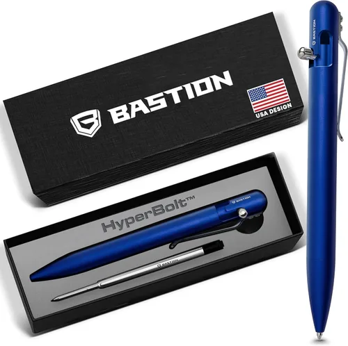 Miniatura 14 de BASTION Bolt Action Pen - Bolígrafo HyperBolt EDC de aluminio negro, bolígrafo de escritura de metal premium, tinta suave, bolígrafo de bolsillo