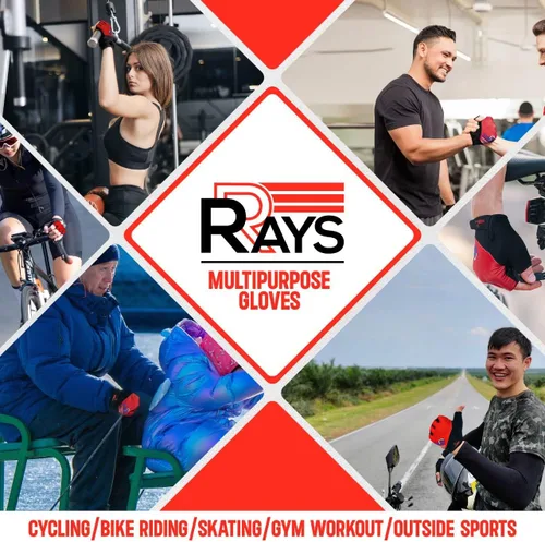 Miniatura 5 de RRAYS Guantes de ciclismo - Tela de licra transpirable - Guantes acolchados de medio dedo, guantes de bicicleta unisex, guantes de ciclismo