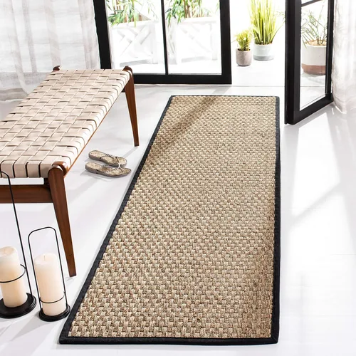 Miniatura 49 de Safavieh Natural Fiber NF114P - Alfombra redonda de hierba marina, tejido de canasta, con borde, de 244 cm, color gris Natural/ gris