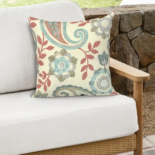 Miniatura 339 de Juego de 2 almohadas para exteriores de 16 x 16 pulgadas, repelentes al agua con interiores, para muebles de patio, hogar, jardín, geometría bohemia