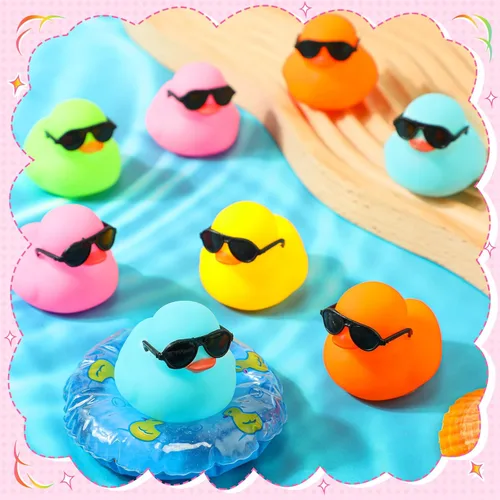 Miniatura 3 de Sosation Juego de 36 mini patos de goma con lentes de sol de 2.2 pulgadas para el baño, chirriantes, juguetes de bañera para concientización sobre