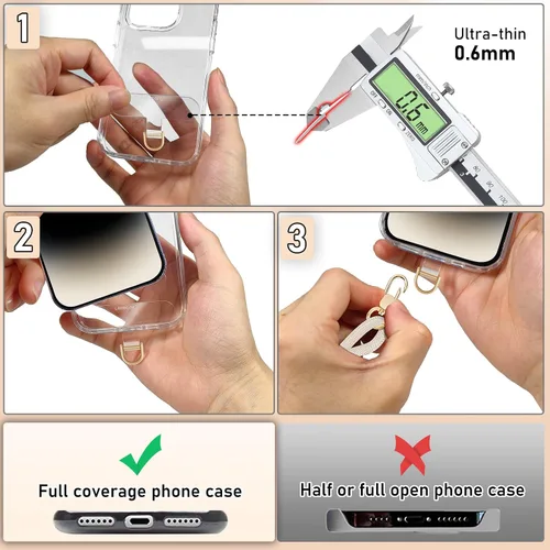 Miniatura 7 de UKON Cordón para teléfono celular, cordón bandolera y correa de muñeca, hebilla de metal premium con dijes para teléfono con 2 parches de correa