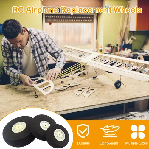 Miniatura 3 de MroMax Ruedas de avión RC de 1.57 pulgadas de diámetro, 2 piezas de repuesto de rueda de espuma para bricolaje modelo RC avión avión 2-Paquetes