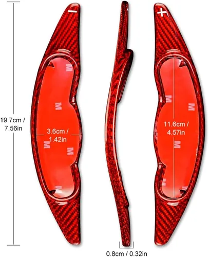 Miniatura 2 de AIRSPEED Extensiones de fibra de carbono para volante de palanca de cambios, accesorios interiores para Mini Cooper Clubman F54 F55 F56 F57 F60 rojo
