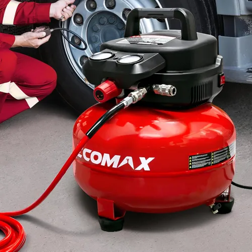 Miniatura 8 de Compresor de aire, compresor de aire panqueque de 6 galones con manguera de aire de 25 pies, presión máxima de 175 PSI/1.5 HP, compresor