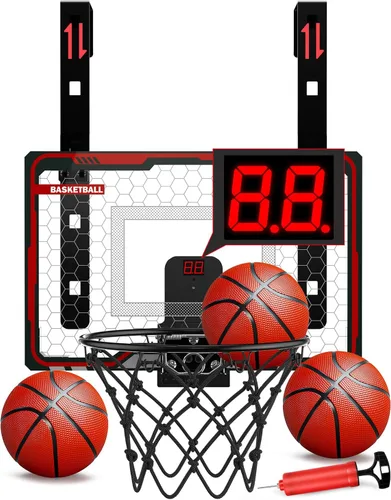 Miniatura 8 de HopeRock Indoor Basketball Hoop for Kids, Over The Door Mini Basketball Hoops, with LED Light, Scoreboard, Birthday Toys Gifts for 5 6 7 8 9 10 11