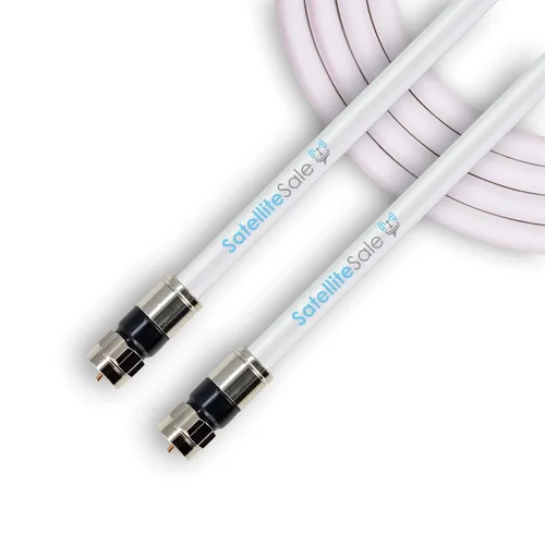 SatelliteSale Cable coaxial digital RG-6/U de 75 ohmios con conector tipo F para interiores y exteriores, cable blanco de 3 pies