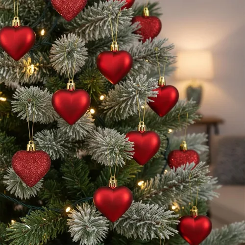 Miniatura 5 de Adornos de corazón para el día de San Valentín: 3 adornos con forma de corazón para árbol de Navidad y para colgar como decoración en el día de San