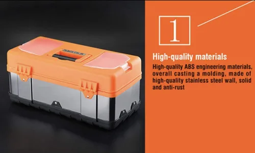 Miniatura 2 de Edward Tool - Caja de herramientas de acero inoxidable de 16 pulgadas - Pequeña caja organizadora de metal con bandeja de almacenamiento extraíble
