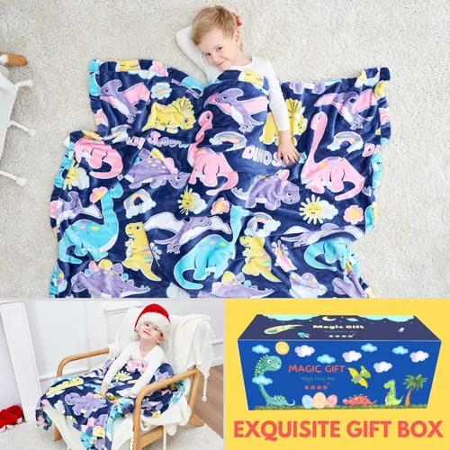 Miniatura 2 de Bood Manta que brilla en la oscuridad para niños, manta de dinosaurio para niñas y niños, única para niños, mantas para niños y dinosaurios, manta