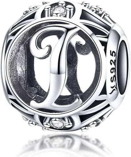 Dijes de plata de ley 925 con inicial de la A a la Z para pulseras, collares, cuentas del alfabeto de circonita cúbica, regalos personalizados para