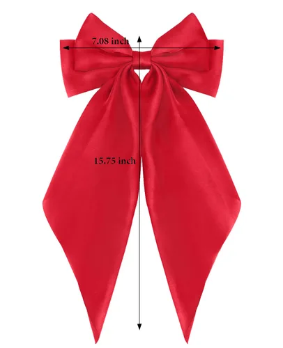Miniatura 6 de Wecoe 4 lazos grandes para el cabello para mujeres, lazos de satén rojo, pasadores para el cabello, lindos clips grandes de lazo para el cabello