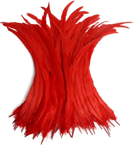 Miniatura 18 de THARAHT 50 piezas de plumas de cola de gallo, naturales, de 12 a 14 pulgadas (30-35 cm) para manualidades, bodas, atado de moscas, plumas para Rosa
