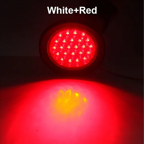 Miniatura 3 de 4 piezas de luces traseras LED redondas de 4 pulgadas para remolque, rojas, 24 LED, impermeables, luces traseras LED redondas de 4 pulgadas