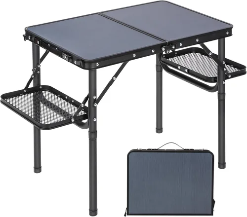 Miniatura 14 de RedSwing Mesa plegable cuadrada pequeña de 2 pies de altura ajustable, mesa de campamento de aluminio ligera y portátil para picnic en interiores