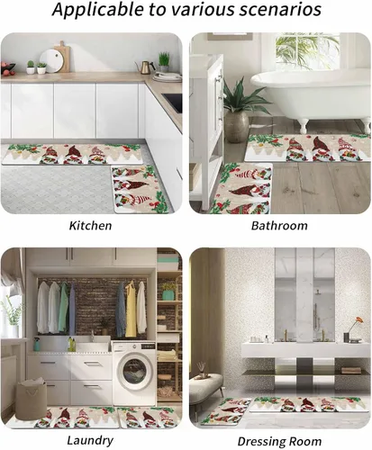 Miniatura 6 de Tapete de baño de Navidad para bañera, antideslizante, de secado rápido y absorbente, tierra de diatomeas, fregadero de cocina, lavable, gnomos