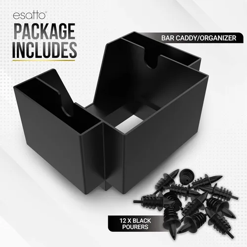 Miniatura 2 de Esatto Bar Products Premium Square Bar Caddy (negro) Herramienta de barra profesional utilizada para organizar fácilmente artículos de barra