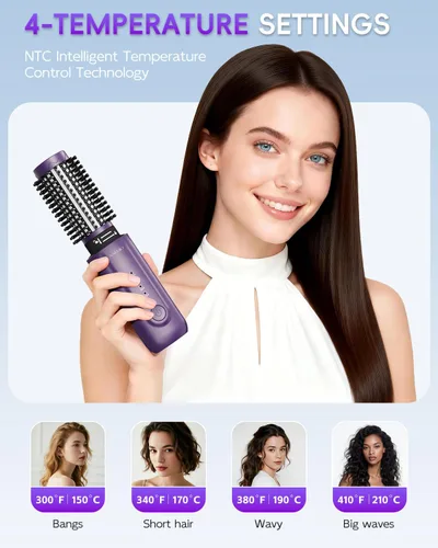 Miniatura 7 de Cordless Curling Iron Brush, 8000mAh, 4 Temp Setting, 1/1.5 inch 2 in 1 Portable Mini Travel Hot Comb,Rechargeable Hair Curler Cordless with 200