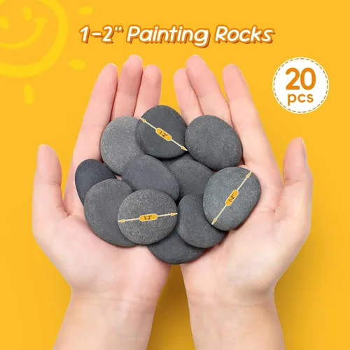 Miniatura 2 de Simetufy 20 rocas para pintar, rocas de pintura planas naturales de 1-2 pulgadas, piedras lisas para manualidades, artes, decoración, rocas