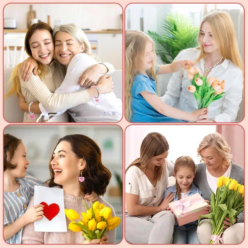 Miniatura 7 de Augshy 64 dijes para el día de la madre, cuentas de resina con forma de corazón, adorno de amor para mamá, colgante para manualidades, pulseras