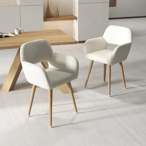 Miniatura 2 de Juego de 1 silla de escritorio para oficina en casa, silla de tocador de tela de pana para maquillaje con respaldo hueco, cómodo sillón con marco