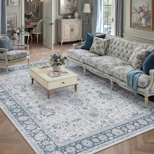 Miniatura 105 de PureCozy - Alfombra de área beige de 8 x 10, lavable, vintage, alfombra para sala de estar, dormitorio, gran alfombra suave retro de pelo bajo