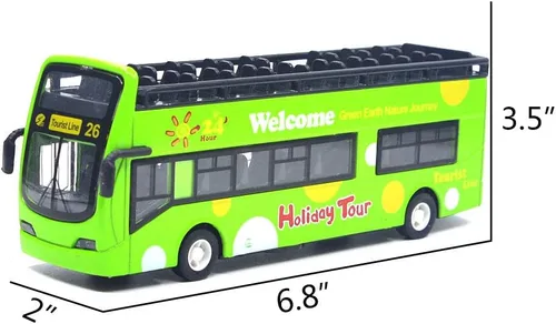 Miniatura 2 de Ailejia Autobús Urbano Turístico de Dos Pisos Modelo Autobús Descapotable Vehículos de Juguete Fundidos a Presión con Retroceso Vehículos