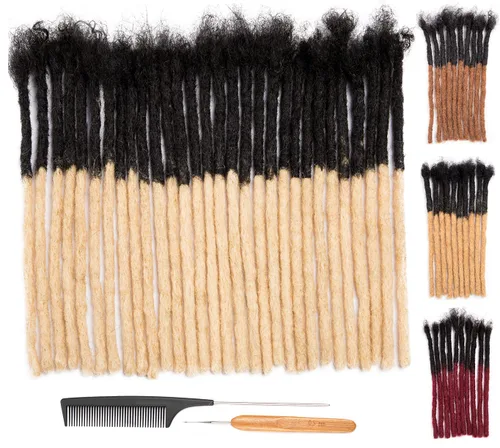 Miniatura 54 de DAIXI 0.2cm y 0.4cm y 0.6cm y 0.8cm de grosor 4-18 pulgadas 10 hebras extensiones de rastas de cabello humano 100% real para hombres/mujeres