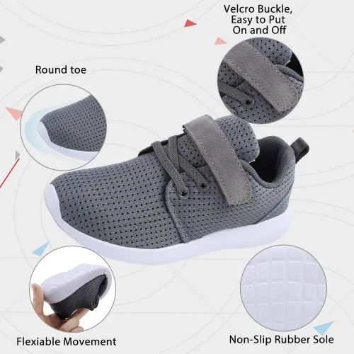 Miniatura 3 de TOEDNNQI - Tenis deportivos para niños y niñas, ligeros, transpirables, con correa, para correr, para bebéniño pequeñoniño grande