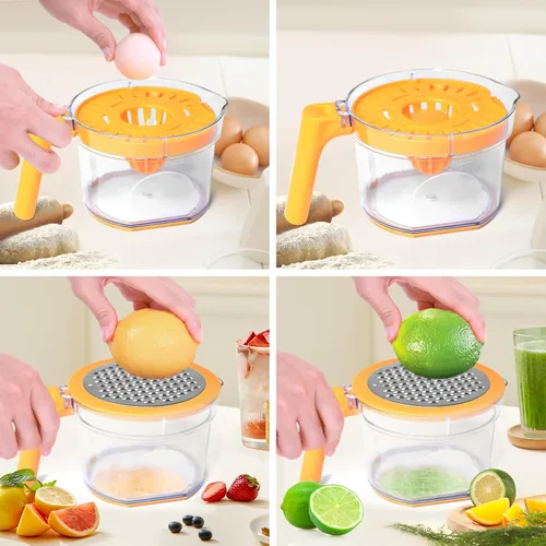 Miniatura 5 de Exprimidor de limón 4 en 1, exprimidor manual de naranja ChefVille Exprimidor multifuncional de limones y limones, exprimidor de cítricos con mango