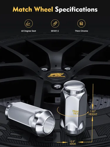 Miniatura 2 de MIKKUPPA Tuercas de rueda 9/16-18 - Reemplazo para Dodge Dakota 2005-2011, Durango 2004-2009, RAM 1500 2004-2009, RAM 2500 1994-2010, RAM 3500