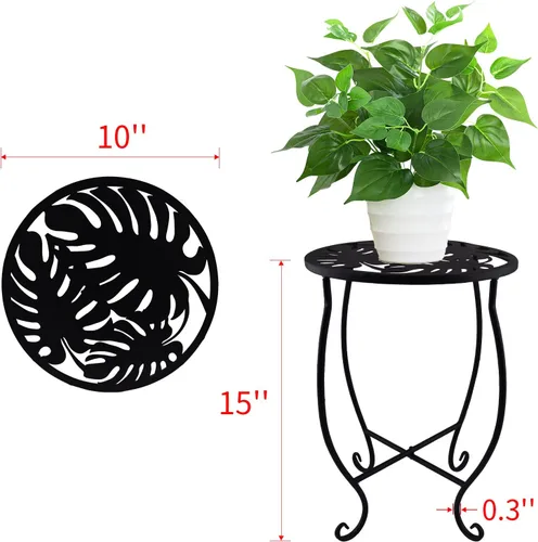 Miniatura 2 de TLBTEK 2 soportes redondos para macetas de interior de 10 pulgadas, soportes de metal para plantas al aire libre, moderno soporte para macetas