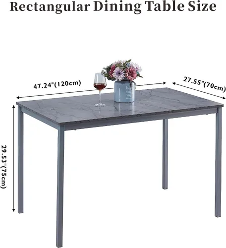 Miniatura 3 de Mesa de comedor de mármol con parte superior de MDF y marco de metal, mesa de cocina rectangular para restaurante, apartamento y espacio pequeño
